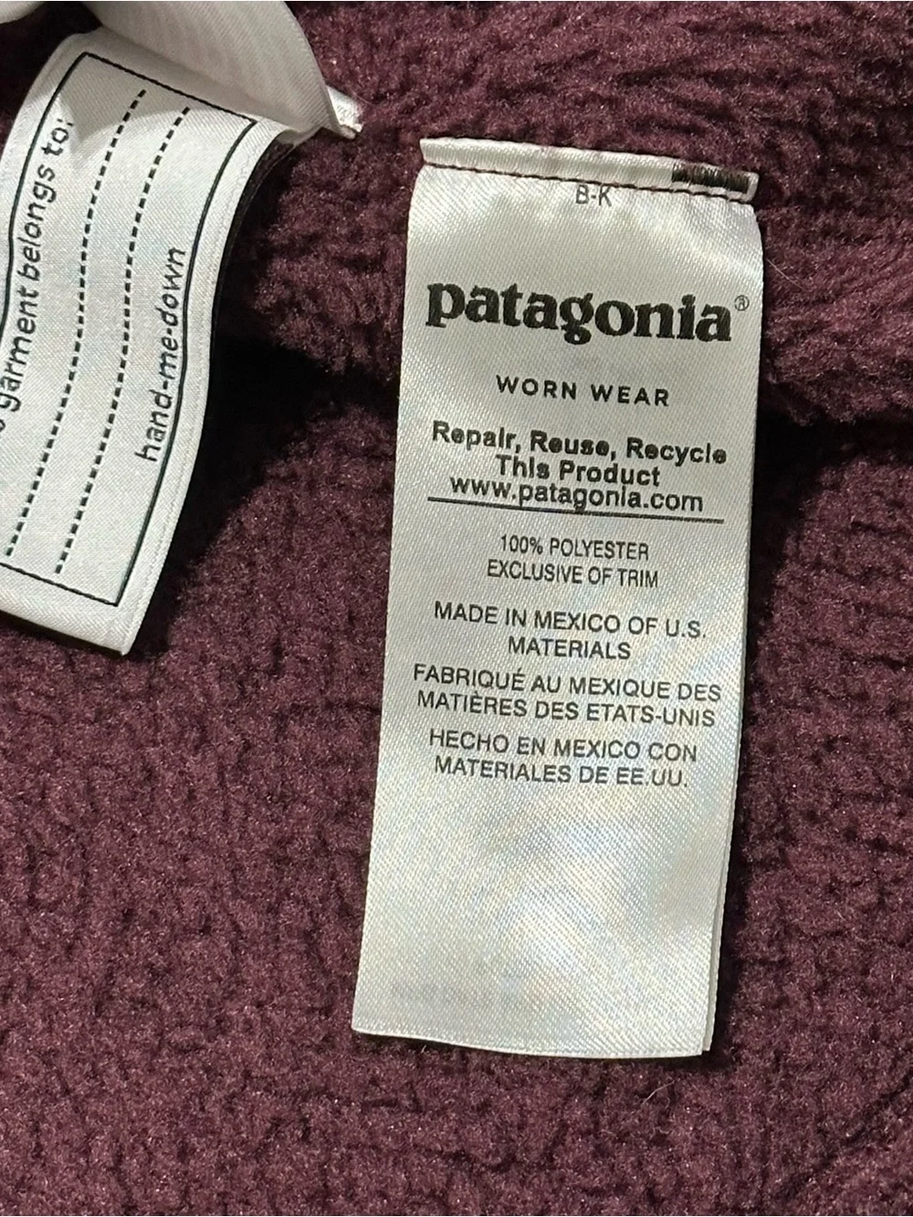 Patagonia Girl’s XL 14 Burgundy Re-Tool Snap-T Pullover Plush Fleece Pullover